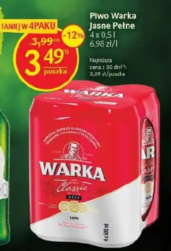 Delikatesy Centrum Piwo Warka Jasne Pełne 4 x 0,5 l oferta