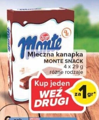 Carrefour Mleczna kanapka MONTE SNACK 4x29g oferta