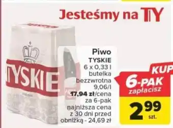 Carrefour Piwo TYSKIE 0,33l oferta