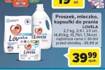 Carrefour Proszek, mleczko, kapsułki do prania LOVELA 2,7kg, 2,9l, 23szt. oferta