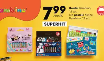Biedronka KREDKI bambino 12szt. lub pastele olejne Bambino, 12 szt. oferta