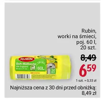 Rossmann Worki na śmieci z uchwytem 60 l oferta