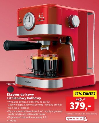 Lidl Ekspres do kawy ciśnieniowy kolbowy oferta