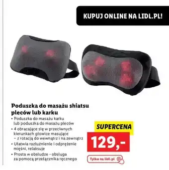 Lidl Poduszka do masażu shiatsu pleców lub karku oferta