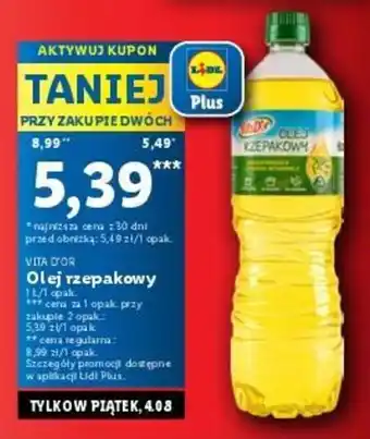Vita D'OR Olej rzepakowy 1l