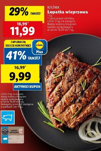 Lidl RZEŹNIK Łopatka wieprzowa 1kg oferta