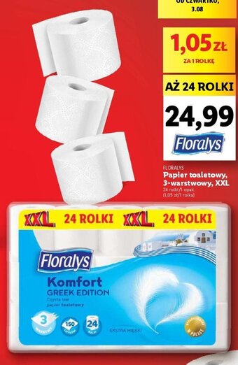 Lidl Floralys Papier toaletowy, 3-warstwowy, 24 rolki oferta