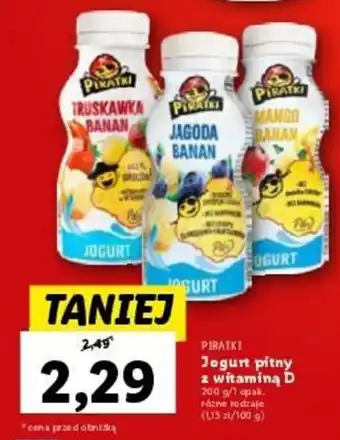 Lidl PIRATKI Jogurt pitny z witaminą D 200 g oferta