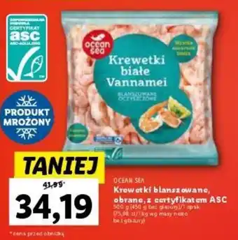 Lidl Krewetki blanszowane, obrane, z certyfikatem ASC 500 g oferta