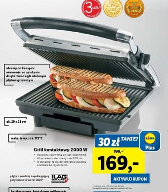 Lidl Grill kontaktowy 2000 W oferta