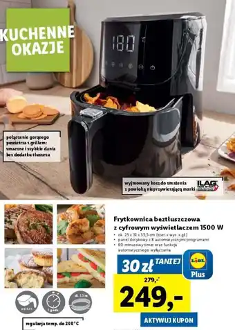 Lidl Frytkownica beztłuszczowa z cyfrowym wyświetlaczem 1500 W oferta