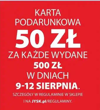 KARTA PODARUNKOWA 50 ZŁ ZA KAŻDE WYDANE 500 ZŁ W DNIACH 9-12 SIERPNIA.