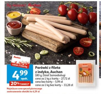 Auchan Parówki z fileta z indyka, Auchan 180 g oferta