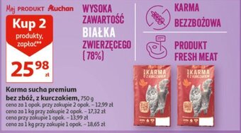 Auchan Karma sucha premium bez zbóż, z kurczakiem, 750 g oferta