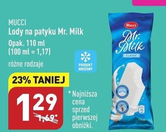 ALDI MUCCI Lody na patyku Mr. Milk 110ml oferta