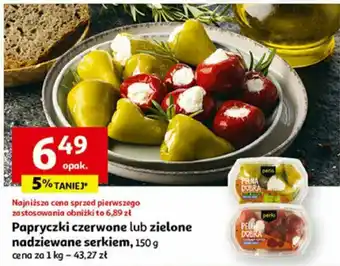 Auchan Papryczki czerwone lub zielone nadziewane serkiem, 150 g oferta