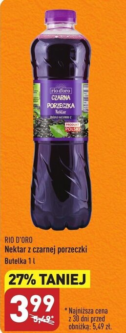 ALDI RIO D'ORO Nektar z czarnej porzeczki 1l oferta