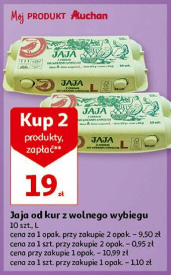Auchan Jaja od kur z wolnego wybiegu 10 szt. oferta