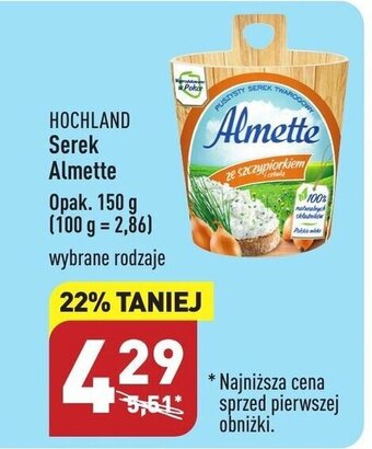 ALDI HOCHLAND Serek Almette 150g oferta