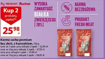 Auchan Karma sucha premium bez zbóż, z kurczakiem, 750 g oferta
