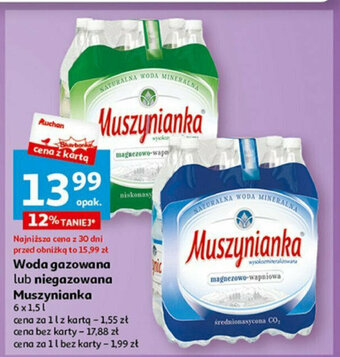 Auchan Woda gazowana lub niegazowana Muszynianka 6 x 1,5 l oferta