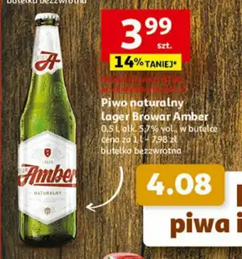Auchan Piwo naturalny lager Browar Amber 0.5 l oferta