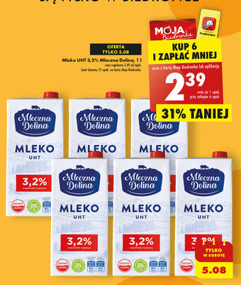 Biedronka Mleko UHT 3,2% Mleczna Dolina, 1 I oferta