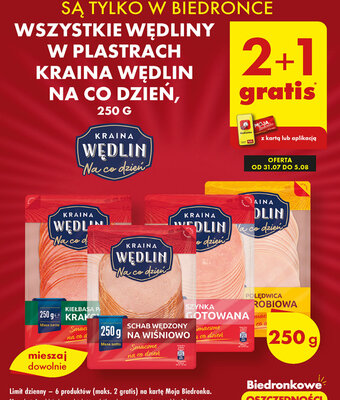 Biedronka WSZYSTKIE WĘDLINY W PLASTRACH KRAINA WĘDLIN NA CO DZIEŃ 250g oferta