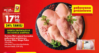 Biedronka świeży filet z piersi kurczaka pakowany próżniowo Kraina Mięs, 1kg oferta