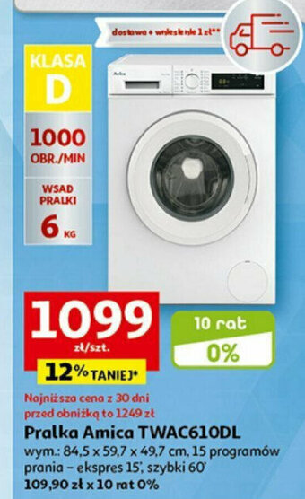 Auchan Pralka Amica TWAC610DL oferta