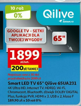 Auchan Smart LED TV 65" Qilive 65UA231 oferta