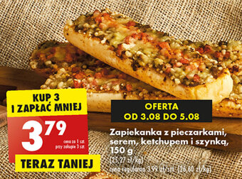 Biedronka Zapiekanka z pieczarkami, serem, ketchupem i szynką, 150 g oferta