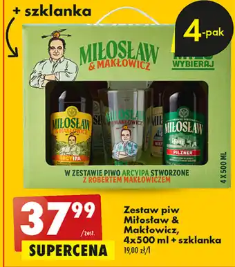 Biedronka Zestaw piw Miłosław & Makłowicz, 4x500 ml + szklanka oferta