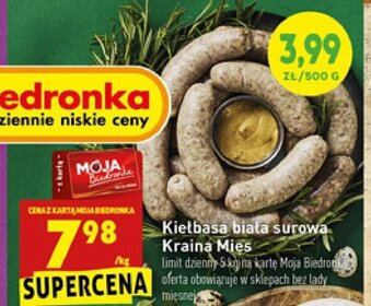 Biedronka Kiełbasa biała surowa Kraina Mięs 1kg oferta
