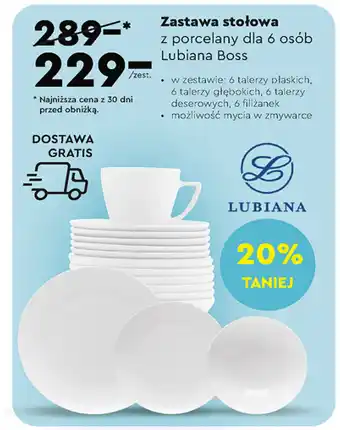Biedronka Zastawa stołowa z porcelany dla 6 osób Lubiana Boss oferta