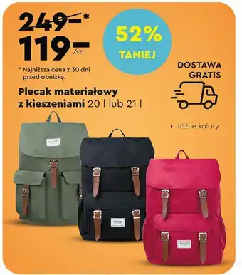 Biedronka Plecak z kieszeniami 21 l oferta