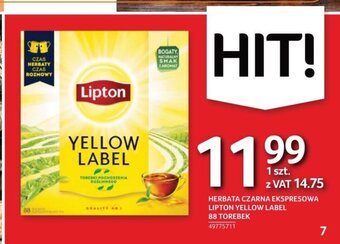 Selgros HERBATA CZARNA EKSPRESOWA LIPTON YELLOW LABEL 88 TOREBEK oferta