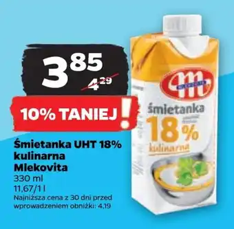 Netto Śmietanka UHT 18% kulinarna Mlekovita 330 ml oferta