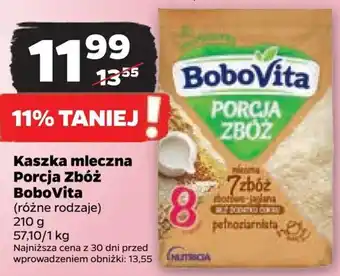 Netto Kaszka mleczna Porcja Zbóż BoboVita 210 g oferta