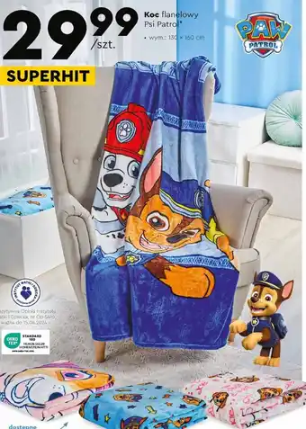 Biedronka Koc flanelowy Psi Patrol 130x160cm oferta