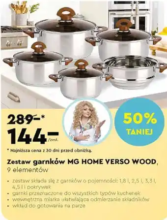 Biedronka Zestaw garnków MG HOME VERSO WOOD, 9 elementów oferta