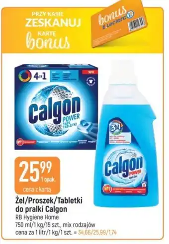 E.Leclerc Żel/Proszek/Tabletki do pralki Calgon 750 ml/ 1 kg/ 15 szt. oferta