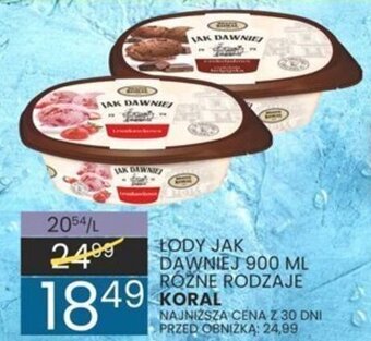 Wafelek LODY JAK DAWNIEJ 900 ML ROZNE RODZAJE KORAL oferta