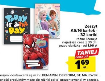 Carrefour Zeszyt A5/16 kartek - 32 kartki oferta