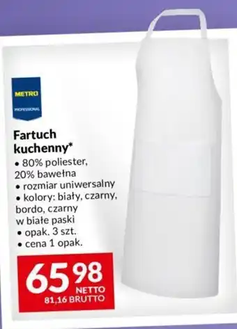 Fartuch kuchenny 80% poliester, 20% bawełna