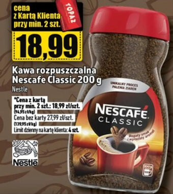 Topaz Kawa rozpuszczalna Nescafe Classic 200 g Nestle oferta