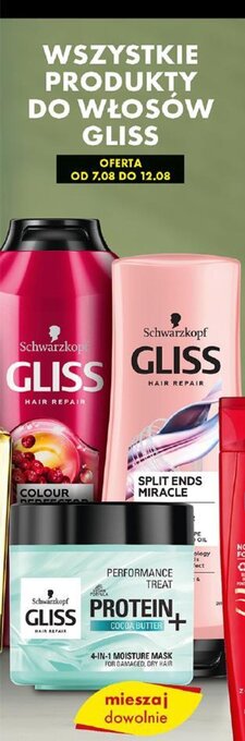 Biedronka WSZYSTKIE PRODUKTY DO WŁOSÓW GLISS oferta