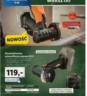 Lidl Akumulatorowa miniszlifierka kątowa 20 V oferta