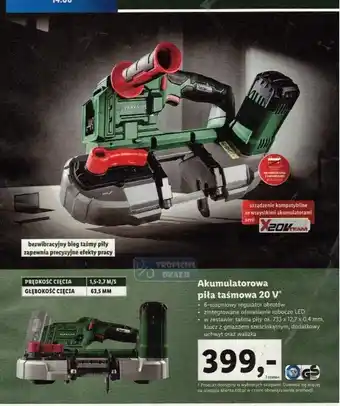 Lidl Akumulatorowa piła taśmowa 20 V* oferta