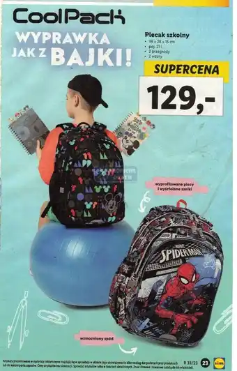 Lidl Plecak szkolny oferta